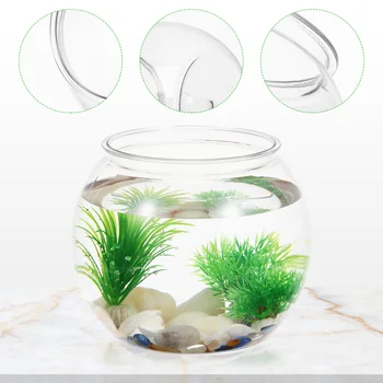 Pește Bol Din Plastic Transparent Rotund Rezervor De Pește Desktop Acvariu Mic Balon Clar Castron Carasi Turtle Rezervor Hidroponice - Imagine 2  
