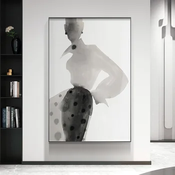 Pictura in acuarela Moderne Imagini de Moda pentru Casa de Design de Perete Tablouri Alb-Negru Panza Poster de Arta de Perete Decor Cameră - Imagine 1  