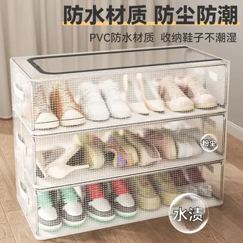 Pliabil Non Instalare Depozitare Pantofi Transparente Praf Îngroșat Cutie De Pat Jos Economie De Spațiu De Stocare Organizarea Cutie - Imagine 2  