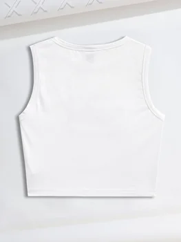 Printcess de Vara pentru Femei rochie fără Mâneci Gât Rotund Vesta Rezervor Ins Y2K T-shirt TopTees X EVERYDAYFISH Sloganul & Shark Grafic de Imprimare - Imagine 2  