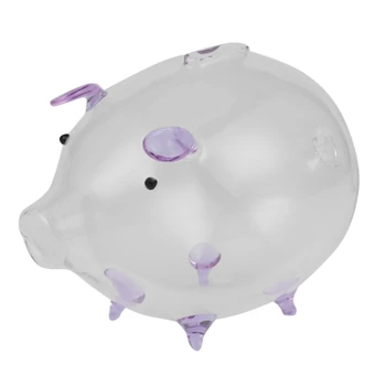 Pusculita Porc Bani Cutii De Monede De Economisire Cutie Drăguț Sticlă Transparentă Suvenir Cadou De Ziua De Nastere Pentru Copii Copii-Violet - Imagine 1  
