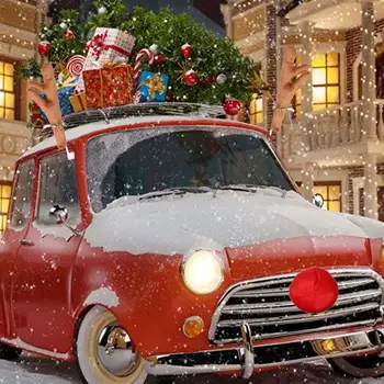 Ren Decor Auto Vehicul Nas Corn Costum De Decor Set Rudolph Crăciun Coarne De Cerb Ren Cu Nasul Rosu, Ornamente Elan Cu Coarne - Imagine 2  