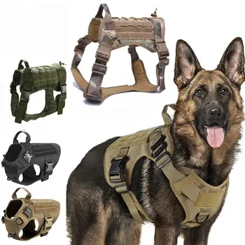 Respirabil Rezistent Reglabil Militare De Companie Tactice Coarda De Formare De Câine Vestă Curea De Piept Ham - Imagine 1  
