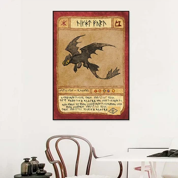 Retro Hookfang Seashocker Toothless, Dragonul Cărți Poster De Imprimare Panza Pictura De Epocă Arta De Perete Pentru Camera De Zi De Decorare Acasă - Imagine 2  