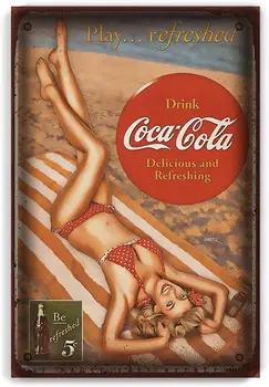 Retro Tin Semn de Metal Poster Vintage de Perete Decor Fată Sexy în Bikini Roșii pentru Pub Restaurante Cafenea Club Placa Om Pestera - Imagine 1  