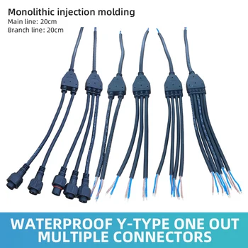 Rezistent la apa 2 3 4 Pin Y-Fir tip Conector Splitter de Exterior IP67 Led-uri de Iluminat Paralel Cablu de Conectare cu Masculin Feminin Cap - Imagine 1  