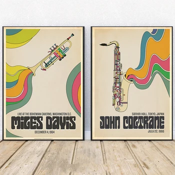 Rezumat Panza Pictura Trompeta Saxofon Instrument Muzical Jazz Muzica Colorate, Postere si Printuri de Arta de Perete Dormitor Decor Acasă - Imagine 1  