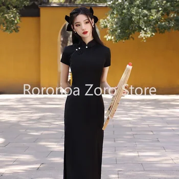 Rochie Chinez Qipao Moderne Femei Negre Slim Mult Cheongsam Tradiționale Harajuku Hanfu Halat Orientale Epocă Vestido Mujer - Imagine 1  