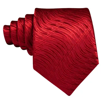 Rosu-Visiniu Oameni De Mătase Cravata Solid Batista Butoni Set Vânzare Fierbinte Țesute Cravata De Afaceri, Petrecere De Ziua Lui Barry.Wang 6528 - Imagine 2  