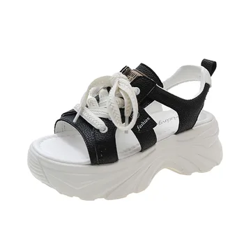 Runda Toe Talpă Groasă cozonac Unic Casual, Sandale de Moda Pentru Femei de Vară 2023 Noi Versatil, Confortabil Legat Sandale - Imagine 1  