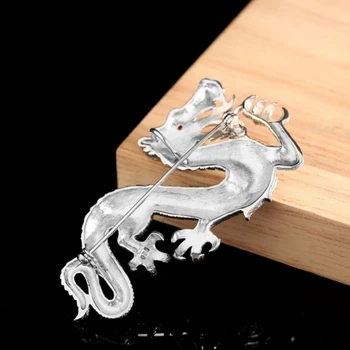 S925 Argint Brose pentru Femei Nou-Moda pentru Femei Zircon Marcasite Dragon Pin Corsaj Punk Bijuterii Transport Gratuit - Imagine 2  