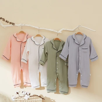 Salopetă Pentru Copii Baieti Fete Somn Juca Pijamale Bumbac Organic Cu Maneci Lungi Salopeta Dintr-O Bucata Buton Jos De Nou-Născut Sleepsuit Pijamale - Imagine 1  