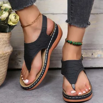 Sandale Femei Pantofi De Moda De Vară Peep Toe Pantofi Femei Pe Plajă În Aer Liber Pantofi Pentru Femei Confortabil Pană Sandale Încălțăminte De - Imagine 1  