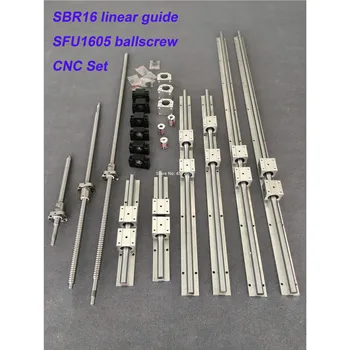 SBR16 șină de ghidare liniare 6 set SBR16 - 300/1000/1300mm + SFU1605 - 300/1000/1300/1300mm ballscrew + BK12 BF12 cnc piese - Imagine 1  