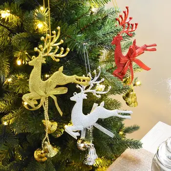 Sclipici 3 Culoare Craciun Fericit Elan Cadouri Bell Charm Pandantiv Ornamente de Crăciun, Pom de Crăciun Ornamente de Acasă Decoratiuni de Partid 1 buc - Imagine 1  