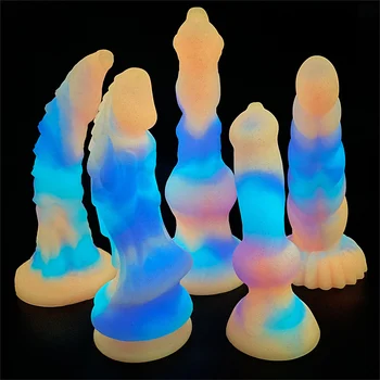 Silicon Luminos Anal Dildo Butt Plug Artificial Penis Fese Masturbari Jucărie De Sex Feminin Masturbator Sexuale Instrumente Consumabile Pentru Adulți - Imagine 1  