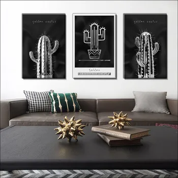 Simplu Alb-Negru, Stil de Cactus Grafică și Printuri, Planta Pictura, Arta Panza Pictura, engleza Imprimare Poster, Home Deco - Imagine 1  