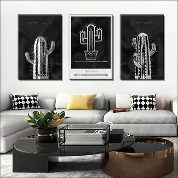 Simplu Alb-Negru, Stil de Cactus Grafică și Printuri, Planta Pictura, Arta Panza Pictura, engleza Imprimare Poster, Home Deco - Imagine 2  