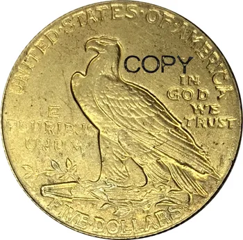 Statele Unite Ale Americii 5 Dolari Pe Cap De Indian Cinci Dolari Monede De Aur 1908 1911 1912 1914 Alama Metal De Copia Monede - Imagine 1  