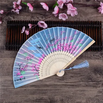 Stil Chinezesc De Mătase Evantai Cherry Blossom Fanii De Favoarea Nunta Cadou De Petrecere, Dans Ciucure Fan-Art Cadou Home Decor Ornamente - Imagine 1  