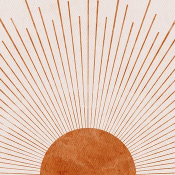 Sunburst Ilustrare Arta De Perete Panza Pictura Acuarela Soarele Rezumat Soare Printuri Neutru Boho Perete Decor Minimalist Poster - Imagine 2  