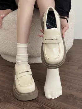Superficial Gura Pantofi De Iarna Pentru Femei Adidași Alb Rotund Toe Femeie Încălțăminte Stil Britanic Toamna Oxfords Saboti Platforma All-Meci - Imagine 1  