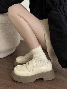 Superficial Gura Pantofi De Iarna Pentru Femei Adidași Alb Rotund Toe Femeie Încălțăminte Stil Britanic Toamna Oxfords Saboti Platforma All-Meci - Imagine 2  