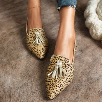 Toamna Noua Moda A Subliniat Plat A Femeilor Muller Pantofi 40-43 Dimensiune Leopard Print Casual Singur Pantof De Femeie Încălțăminte Zapatillas Mujer - Imagine 2  