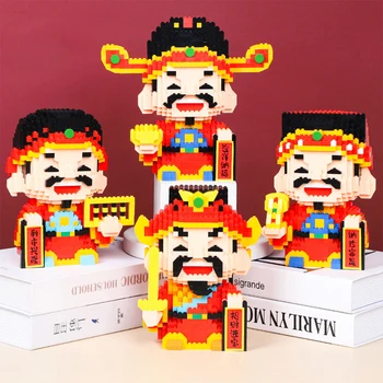 Tradiția Chineză Cultură Dumnezeu A Bogăției Building Block Model Amuzant Puzzle Asamblat Micro Caramida Cifre Pentru Decor Birou - Imagine 1  