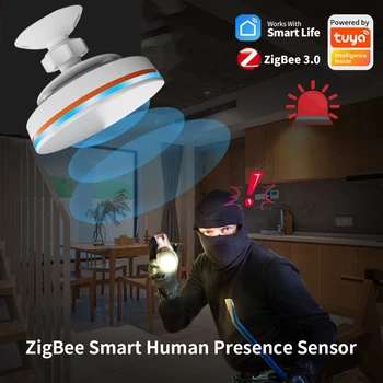 Tuya ZigBee 3.0 WiFi Prezența Umană Senzor de Mișcare MmWave Detector de Radar Cu Luminanță/Distanta de Detectie de Sprijin Zigbee 2MQTT - Imagine 2  