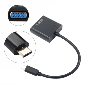 USB-C USB3.1 Tip C Pentru Cablu Adaptor VGA Male La VGA de sex Feminin Transferul Video Converter 1080P Pentru 12 Inch - Imagine 2  