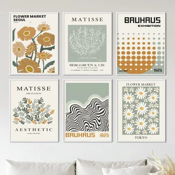 Verde Matisse Bauhaus Yayoi Kusama Piața de Flori Postere si Printuri de Arta de Perete Panza Pictura pentru Camera de zi Imagini Decorative - Imagine 1  