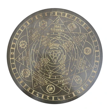 Vrăjitoare Divinație Pendul Bord Șapte Energie De Cristal Disk De Stejar Sculptat Astrolabul Altar Pendul Ceremonie De Rugăciune Dropship - Imagine 1  