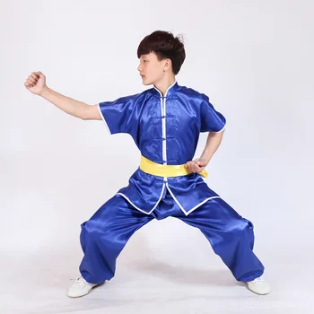 Wushu Uniformă De Performanță Etapă Maneci Scurte Îmbrăcăminte Tai Chi Kung Fu Costume De Taijiquan Practica De Performanță Poarte Copil La Adult - Imagine 1  