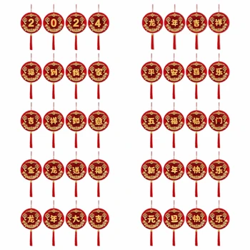 Y1UU Chineză Hârtie Roșie Fan Decor Rotund Tradiționale Decoruri Set pentru 2024 - Imagine 1  
