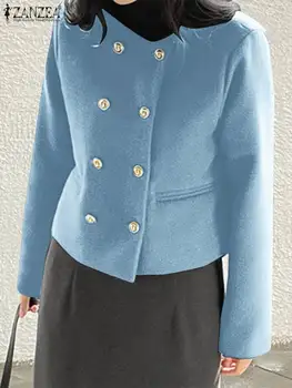 ZANZEA 2023 Noua Jacheta de Toamna pentru Femei Vintage Solidă Maneca Lunga Jachetă Scurtă de Moda Butoanele de Haine de sex Feminin Liber Casual Îmbrăcăminte exterioară - Imagine 1  