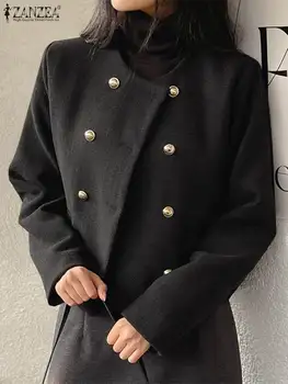 ZANZEA 2023 Noua Jacheta de Toamna pentru Femei Vintage Solidă Maneca Lunga Jachetă Scurtă de Moda Butoanele de Haine de sex Feminin Liber Casual Îmbrăcăminte exterioară - Imagine 2  