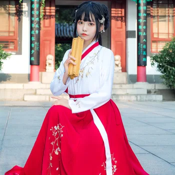 Îmbrăcăminte Tradițională Chineză Hanfu Fete De Vară Floare De Prun Zână Rochie De Tinutele Doamnelor Drăguț Dulce Etnice Print Floral Anime - Imagine 2  
