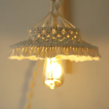 Țesute Candelabru Cu Abajur Boem Țesute Manual Independenți De Lumină Creative Homestay Decor Lampcovers - Imagine 1  