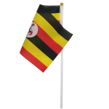 ：zwjflagshow uganda Mână Steagul 14*21cm 100buc poliester țesături UG uganda Mici de Mână fluturând Steagul cu plastic catarg pentru decor - Imagine 2  